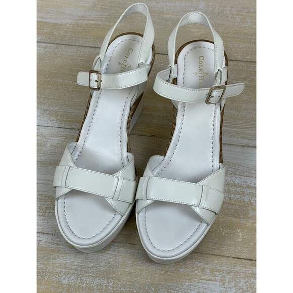 Cole Haan Paley Women's Size 9.5B White Leather High Wedge Heels - Picture 10 of 10
